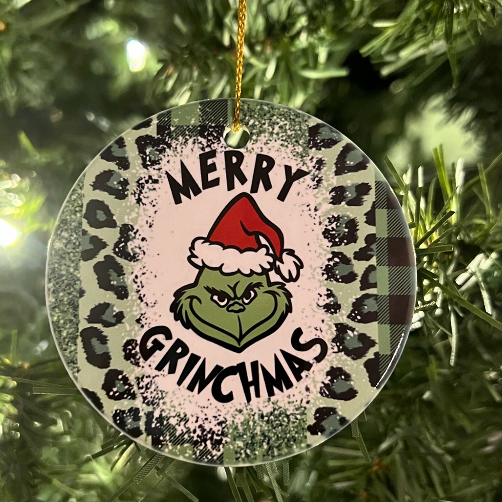 Merry Grinchmas Ceramic Ornament Hand Crafted by @jennyneff - Picture 1 of 1
